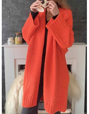 Gilet long en maille orange Banditas from Marseille
vue de face