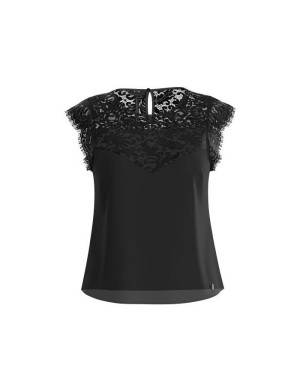 Top fantaisie avec empiècements dentelle, satiné, guess référence W4YH55WD8G2