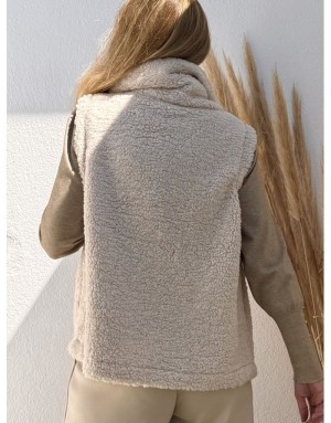 Long gilet beige en fausse fourrure de mouton, Molly bracken, référence T1932CH