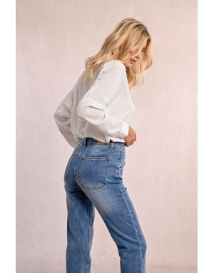 Denim taille mihaute, coupe droite, Molly bracken, référence ED108CN