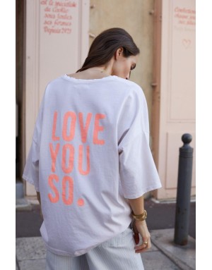 Tee shirt Banditas from Marseille crème oversize avec impression "LOVE YOU SO" dans le dos - référence CANAZEI CRÈME