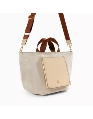 Sac format cabas IRIS beige à pochette or Vanessa WU - MA0099OR