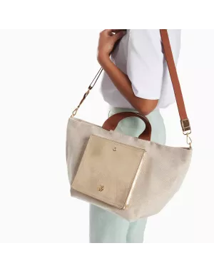 Sac format cabas IRIS beige à pochette or Vanessa WU - MA0099OR