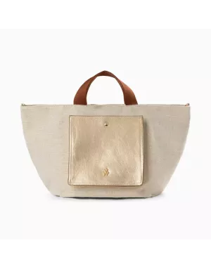 Sac format cabas IRIS beige à pochette or Vanessa WU - MA0099OR