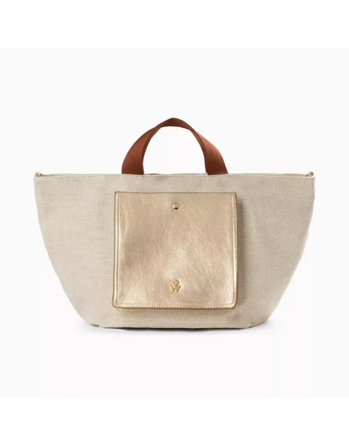 Sac format cabas IRIS beige à pochette or Vanessa WU - MA0099OR