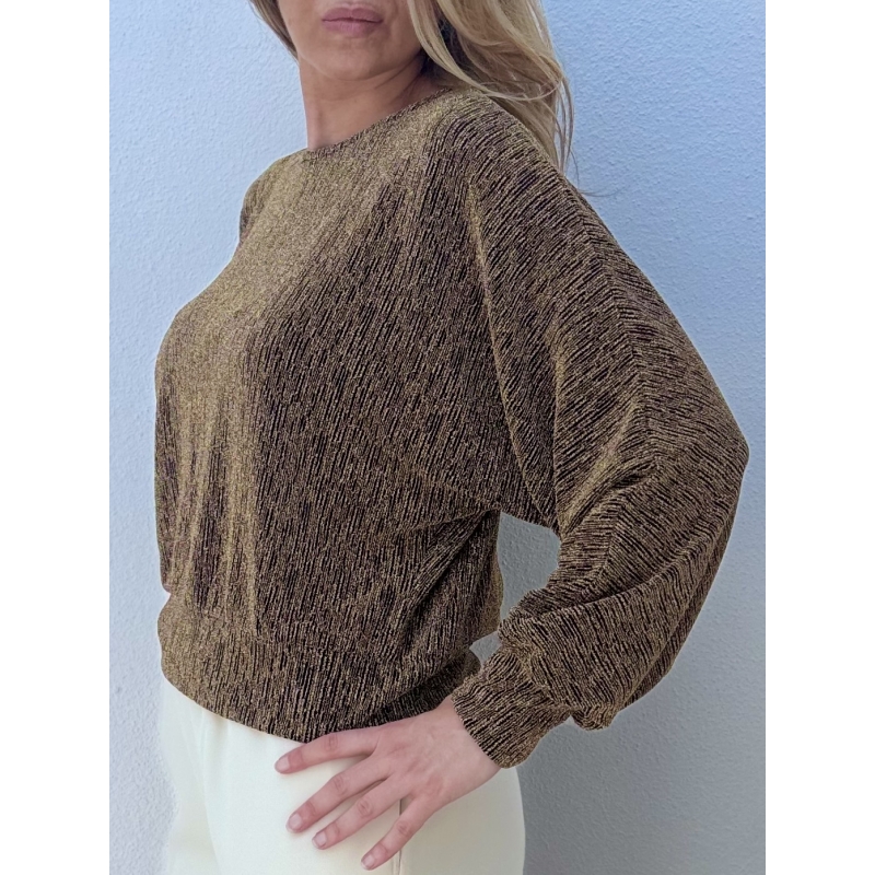 Top maille lurex Molly bracken, manches longues, dos ouvert, MW119CH