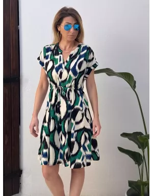 Robe courte imprimée Molly Bracken, taille marquée, référence N290DP