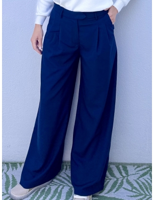 Pantalon large navy Molly bracken, référence T1637CN, se porte en ensemble avec le blazer Andy