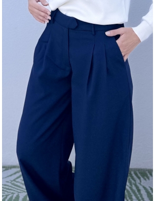 Pantalon large navy Molly bracken, référence T1637CN, se porte en ensemble avec le blazer Andy