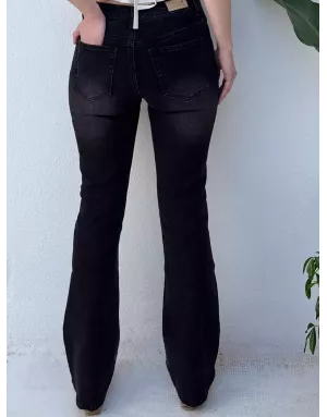 Denim noir taille haute, coupe boot-cut, Molly bracken, référence ED33CN