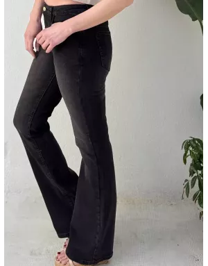 Denim noir taille haute, coupe boot-cut, Molly bracken, référence ED33CN
