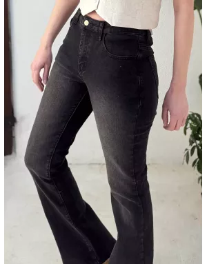 Denim noir taille haute, coupe boot-cut, Molly bracken, référence ED33CN