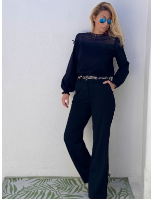 Pantalon tailleur noir Molly Bracken, coupe droite , référence P1761CN