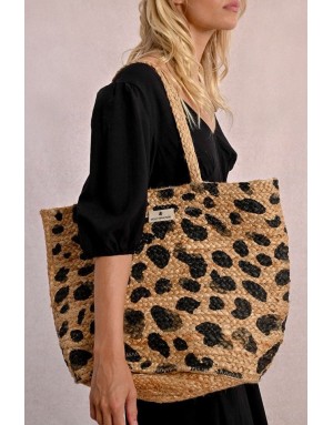 Sac cabas Molly Bracken, grand format, jute léopard - ZA61DE