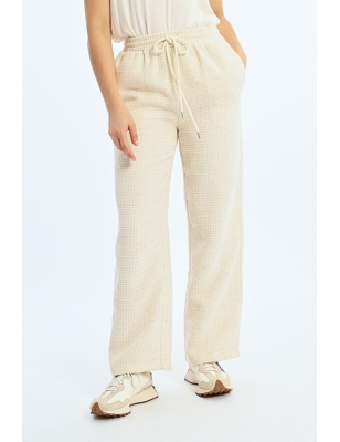 Pantalon décontracté blanc, style jogger, tweed gris léger, Lili Sidonio pour Molly Bracken, référence PL262CH