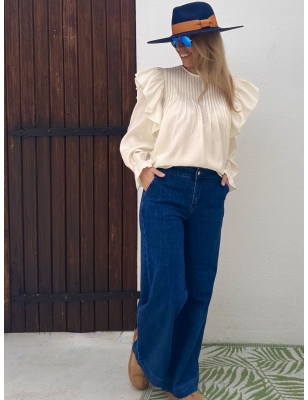 Denim taille haute, jambes larges et droites, Molly bracken, référence E1693CH