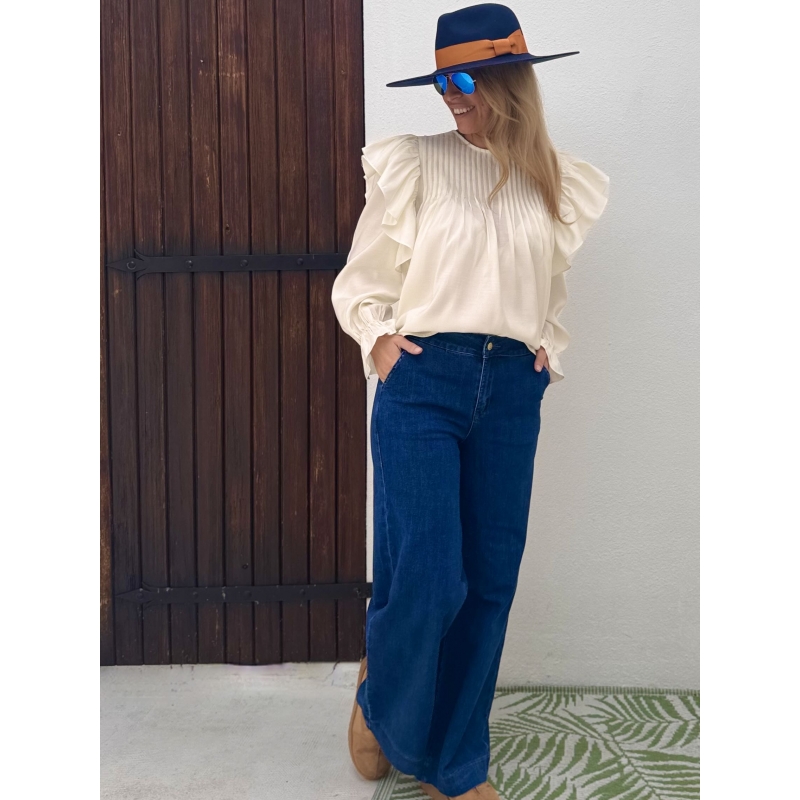 Denim taille haute, jambes larges et droites, Molly bracken, référence E1693CH