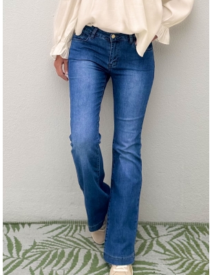 Denim taille haute, coupe flare, jambes évasées, Molly bracken, référence E1696CH