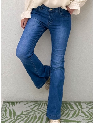 Denim taille haute, coupe flare, jambes évasées, Molly bracken, référence E1696CH