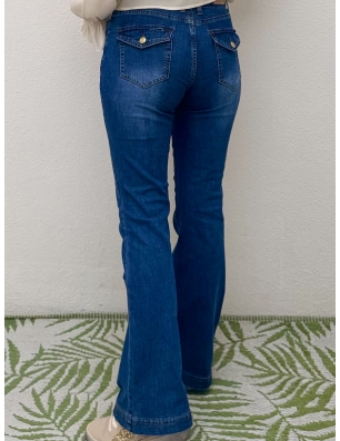 Denim taille haute, coupe flare, jambes évasées, Molly bracken, référence E1696CH