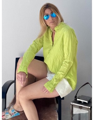 Chemise vert anis en coton froissé, banditas from Marseille, référence foggia