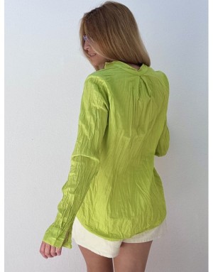 Chemise vert anis en coton froissé, banditas from Marseille, référence foggia