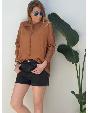 Chemise marron en coton froissé, banditas from Marseille, référence : agata