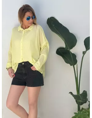 Chemise jaune en coton froissé, banditas from Marseille, référence : agata