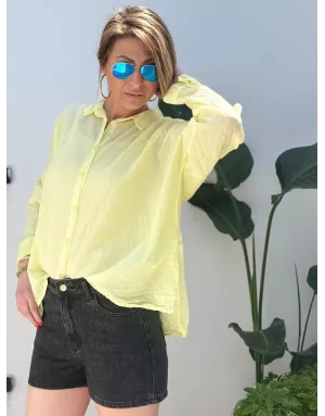Chemise jaune en coton froissé, banditas from Marseille, référence : agata