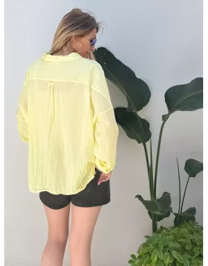 Chemise jaune en coton froissé, banditas from Marseille, référence : agata
