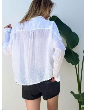 Chemise blanche en coton froissé, banditas from Marseille, référence : agata