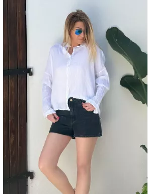 Chemise blanche en coton froissé, banditas from Marseille, référence : agata