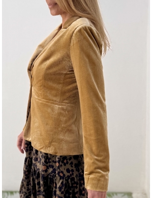 Blazer panne de velours Molly Bracken, coloris beige doré, référence T1147CH