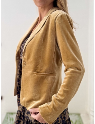 Blazer panne de velours Molly Bracken, coloris beige doré, référence T1147CH