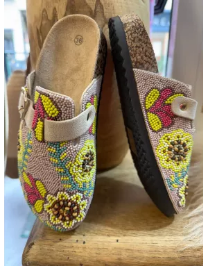 Sabots d'été avec perles, style bohème chic