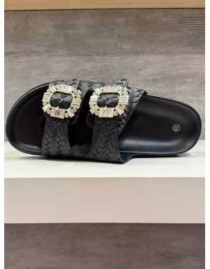 Mules d'été 2 sangles bijoux