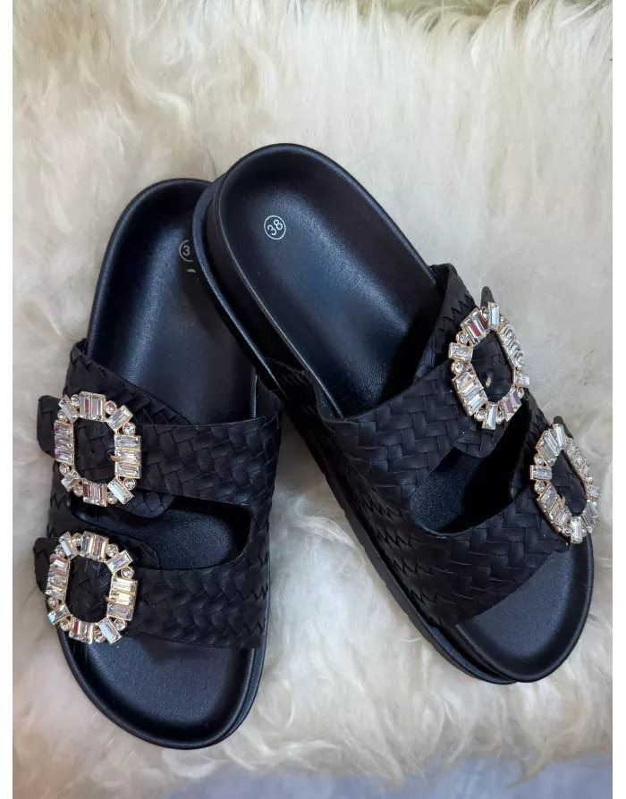 Mules d'été 2 sangles bijoux
