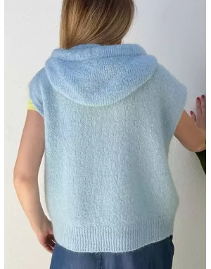 Pull mohair sans manches et capuche, bleu layette - Sélection Samsara