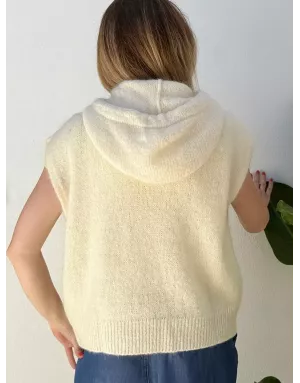 Pull mohair sans manches et capuche, blanc cassé- Sélection Samsara