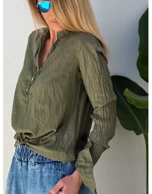 Chemise kaki en coton froissé, banditas from Marseille, référence foggia