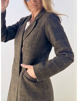 Manteau long masculin à carreaux, 30% laine, coupe structurée, Molly Bracken, réfèrence TR216CH