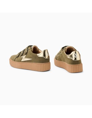 Baskets à scratchs léopard Vanessa wu, kaki, éclair or, BK2714 KK