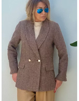 Blazer droit à carreaux Molly Bracken, coloris marron, référence P1820DN