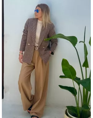 Blazer droit à carreaux Molly Bracken, coloris marron, référence P1820DN