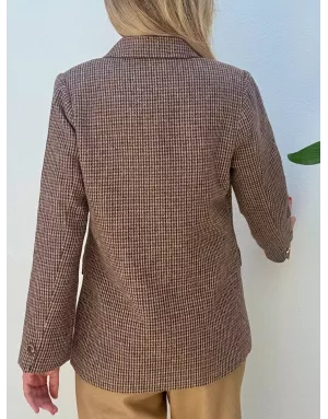 Blazer droit à carreaux Molly Bracken, coloris marron, référence P1820DN