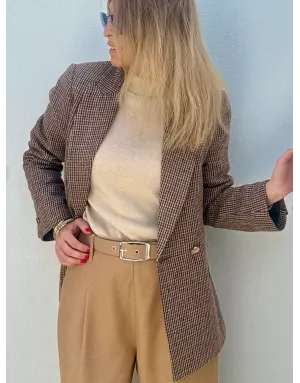 Blazer droit à carreaux Molly Bracken, coloris marron, référence P1820DN