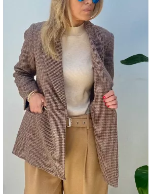 Blazer droit à carreaux Molly Bracken, coloris marron, référence P1820DN