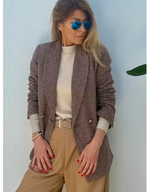 Blazer droit à carreaux Molly Bracken, coloris marron, référence P1820DN