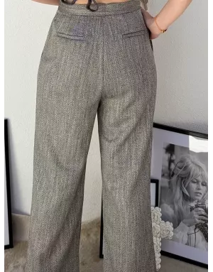 Pantalon large, taille haute, à imprimé chevrons Lili Sidonio - Référence : TL465DN