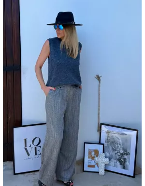 Pull sans manches Molly Bracken, dos ajouré, coloris gris foncé, référence EF1582DN